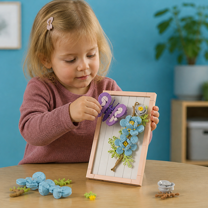 DIY-3D-Naturrahmen-Bausteinset – Blumen & Insekten