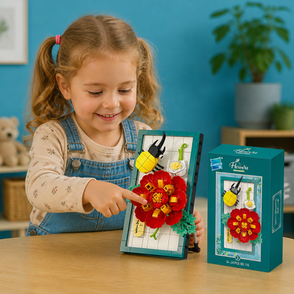 DIY-3D-Naturrahmen-Bausteinset – Blumen & Insekten
