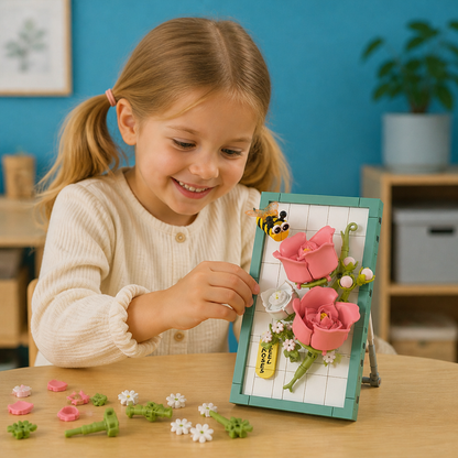 DIY-3D-Naturrahmen-Bausteinset – Blumen & Insekten