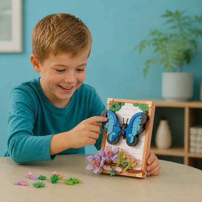 DIY-3D-Naturrahmen-Bausteinset – Blumen & Insekten