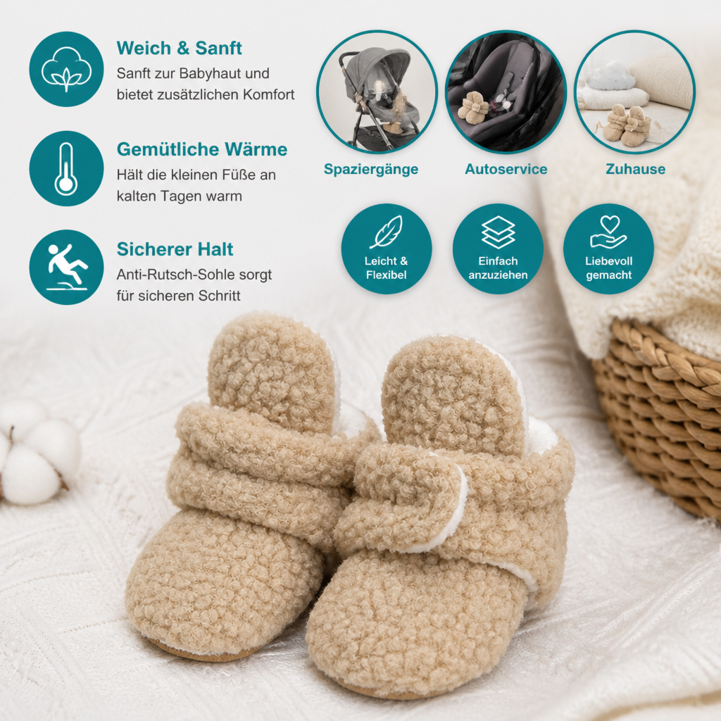 Warme & gemütliche Sherpa-Baby-Booties für den Winter