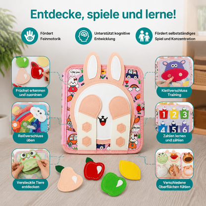 Montessori-Tast- & Fühl-Sensorik-Busy-Book für Kleinkinder