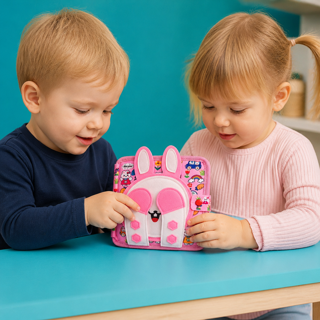 Montessori-Tast- & Fühl-Sensorik-Busy-Book für Kleinkinder