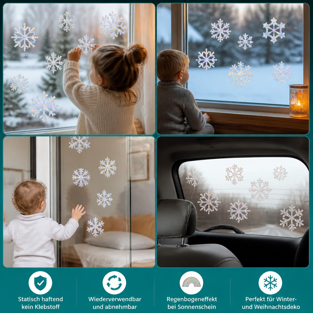 Wiederverwendbare Schneeflocken-Sonnenfänger-Fenstersticker