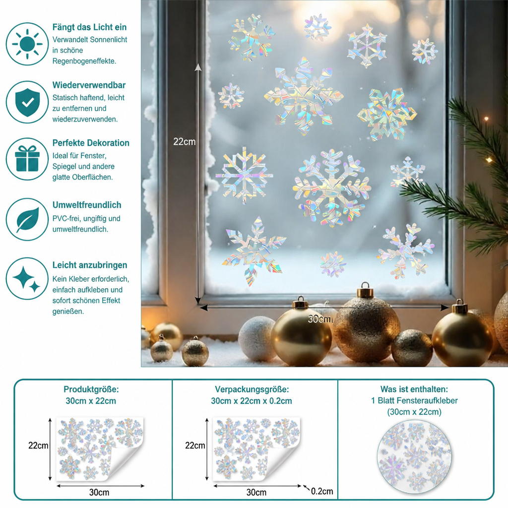 Wiederverwendbare Schneeflocken-Sonnenfänger-Fenstersticker