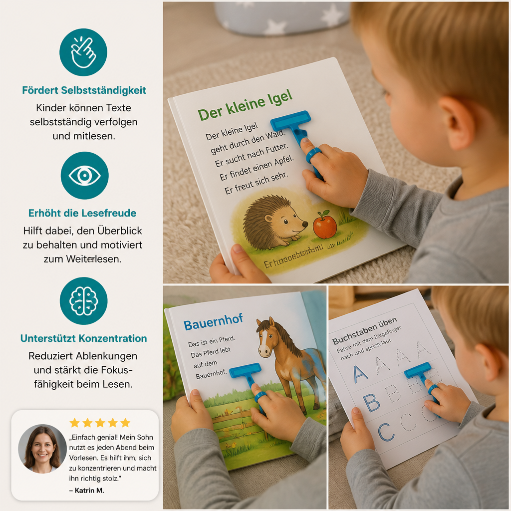 Finger-Lesehilfe für Kinder – Transparente Lesezeilenhilfe