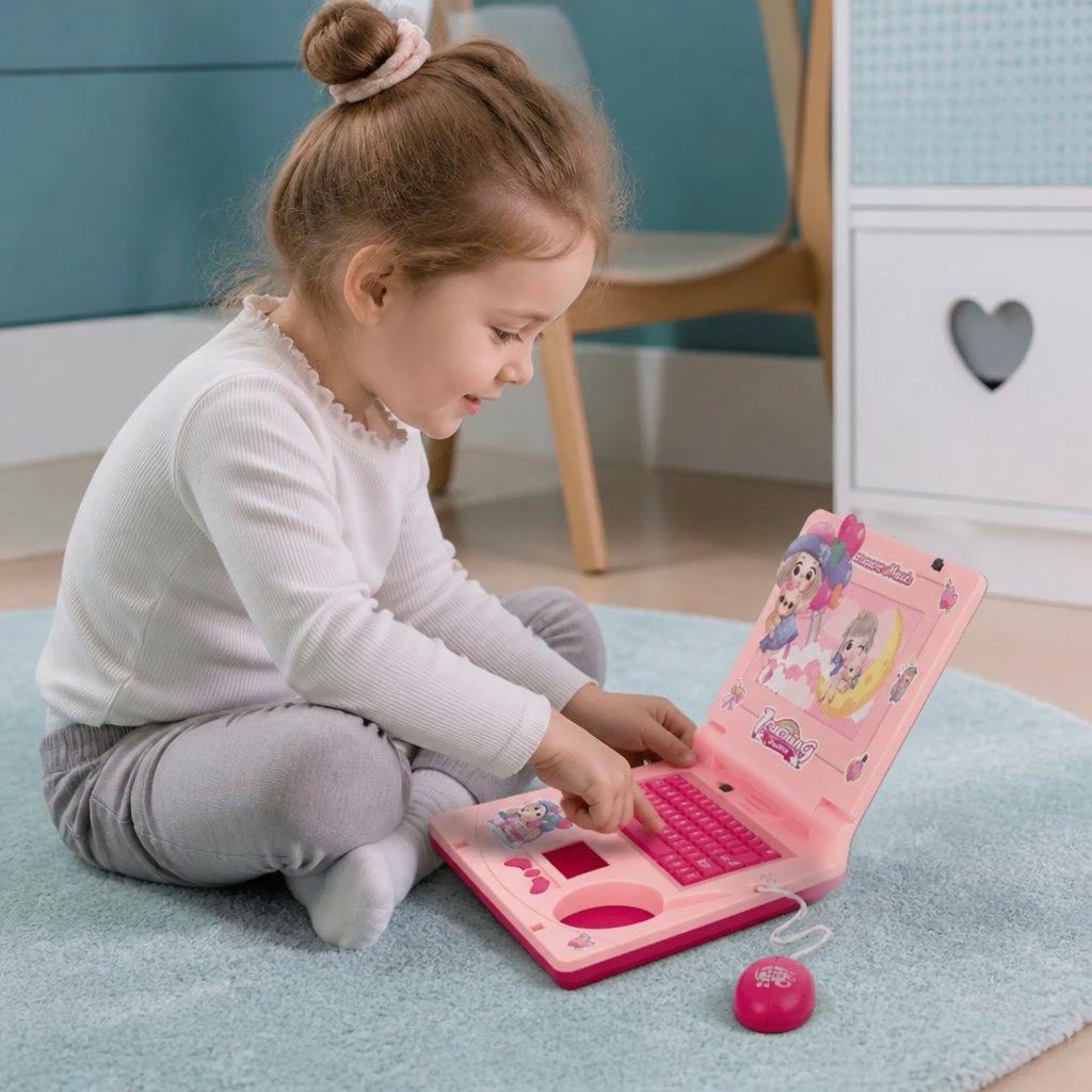 Interaktiver Kinder-Laptop mit Licht, Musik & scrollendem Bildschirm