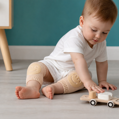 Baby-Krabbel-Knieschoner – Rutschfester Schutz mit Smiley-Design
