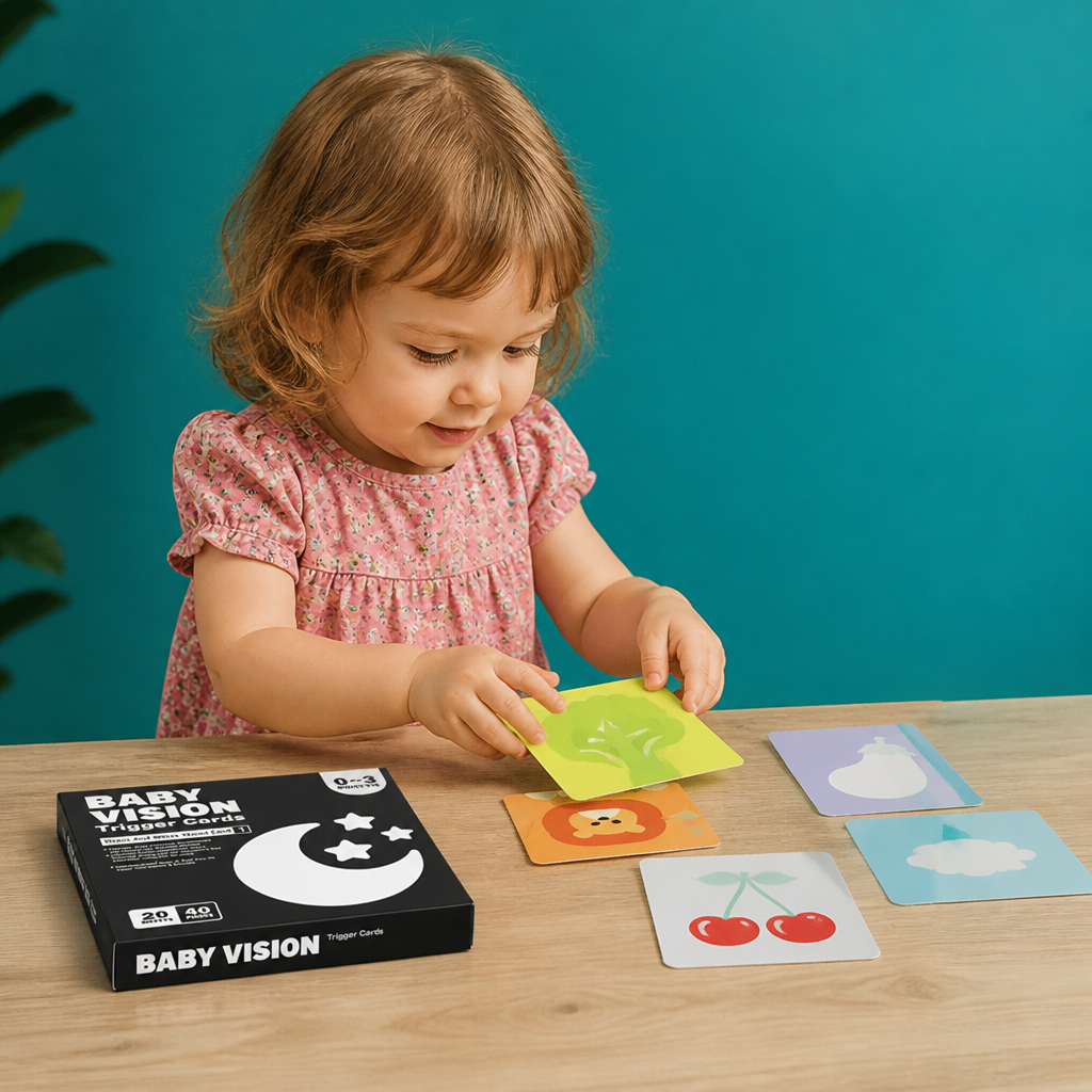 Montessori Lernkarten für Babys – Visuelle Stimulation, Farberkennung & Sortierset
