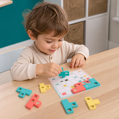 Montessori Holz-Formenpuzzle – Farben- & Logik-Denkspiel für Kinder
