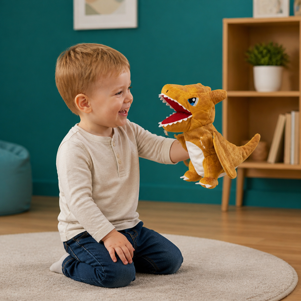 Lustige Dinosaurier-Plüsch-Handpuppe
