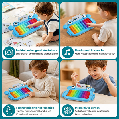 Interaktives sprechendes Lernkarten-Tablet mit Pop-It-Tastatur, Buchstabier- & Phonetikspielen