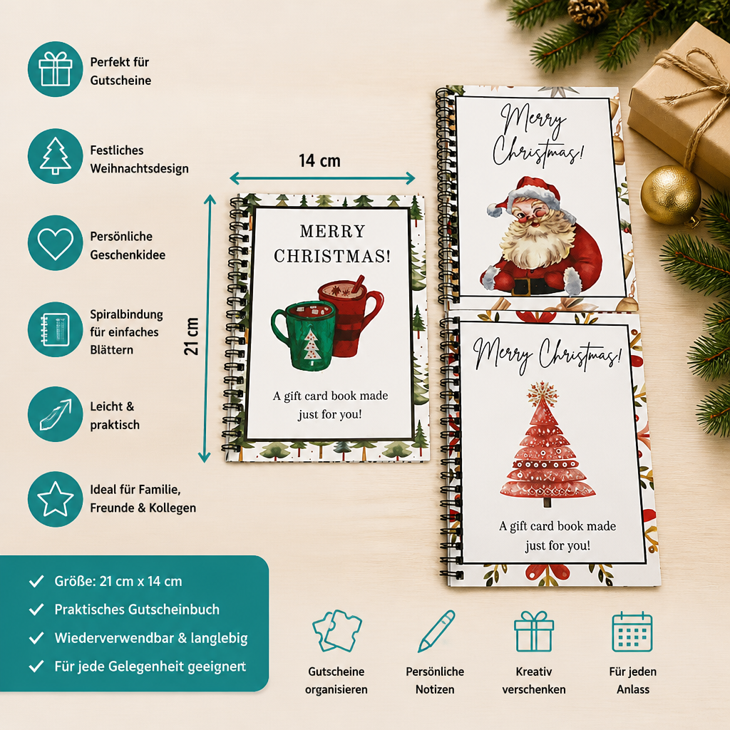 DIY-Weihnachts-Geschenkkartenbuch – Spiralgebundener Geschenk-Organizer für die Feiertage