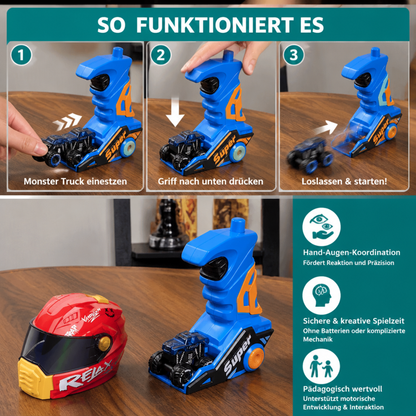 1-Klick Monstertruck-Katapult im Helm-Design mit Tragegriff
