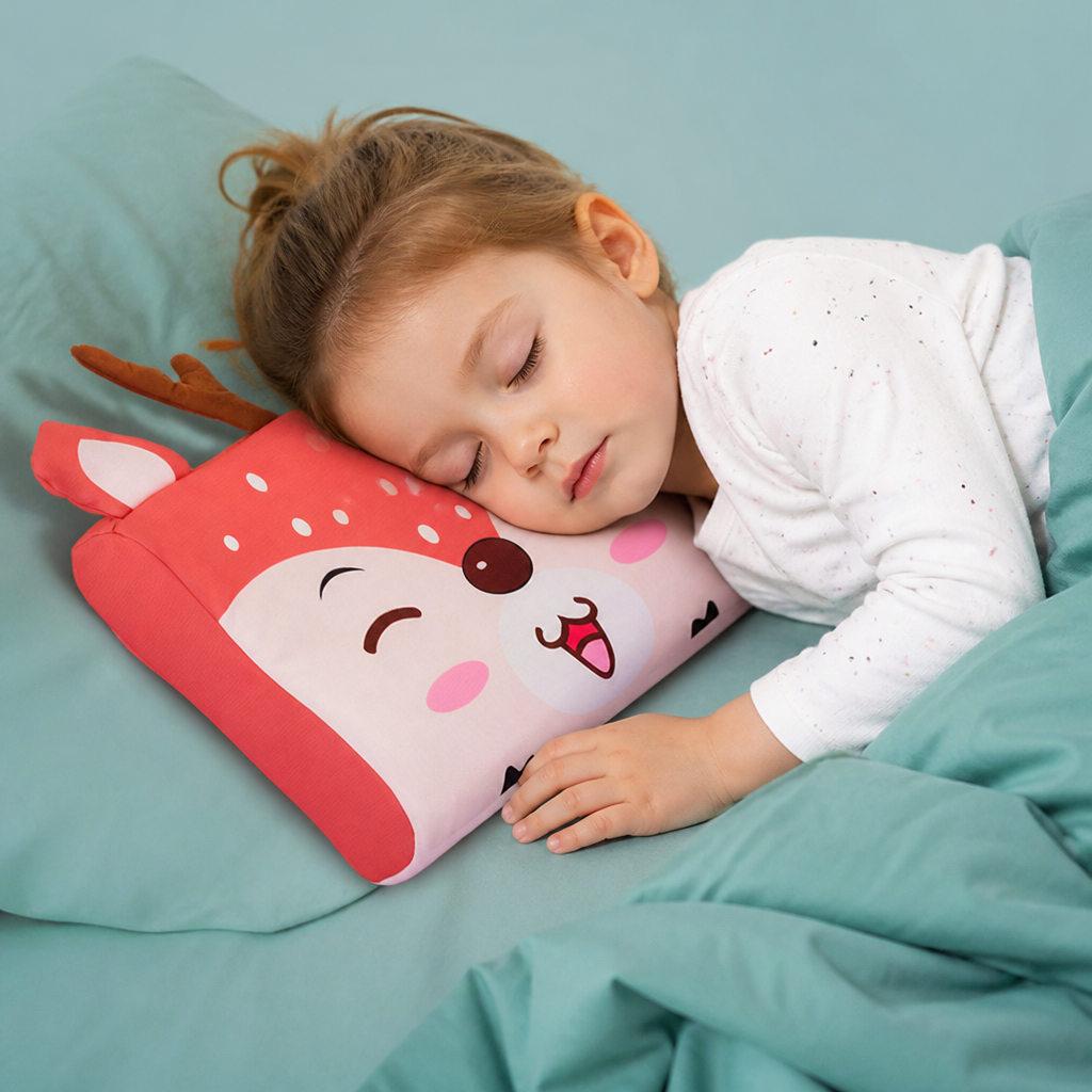 Beruhigendes ergonomisches Kinderkissen mit Tiermotiv-Kissenbezug