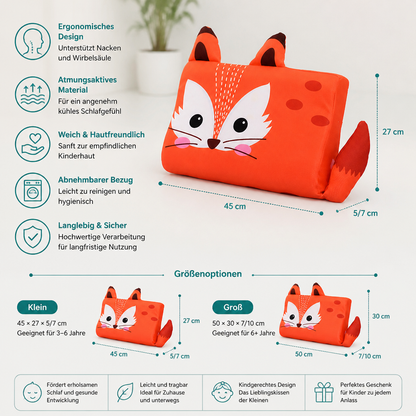 Beruhigendes ergonomisches Kinderkissen mit Tiermotiv-Kissenbezug