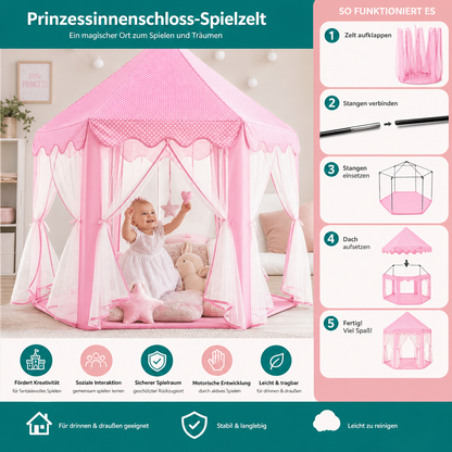 Prinzessinnenschloss-Spielzelt für drinnen & draußen