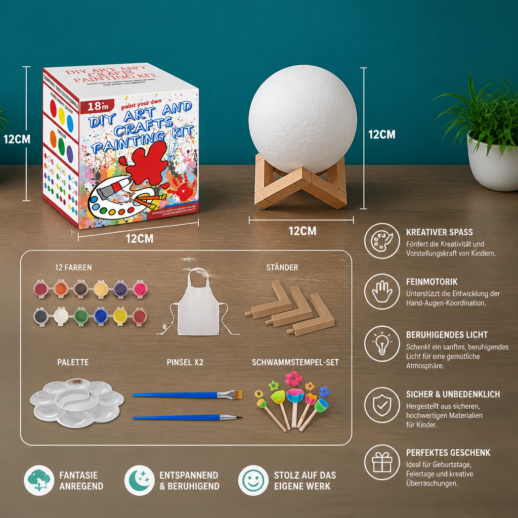 DIY-Mondlampen-Malset für Kinder – Kreatives Weltraum-Nachtlicht