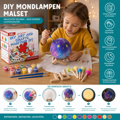 DIY-Mondlampen-Malset für Kinder – Kreatives Weltraum-Nachtlicht