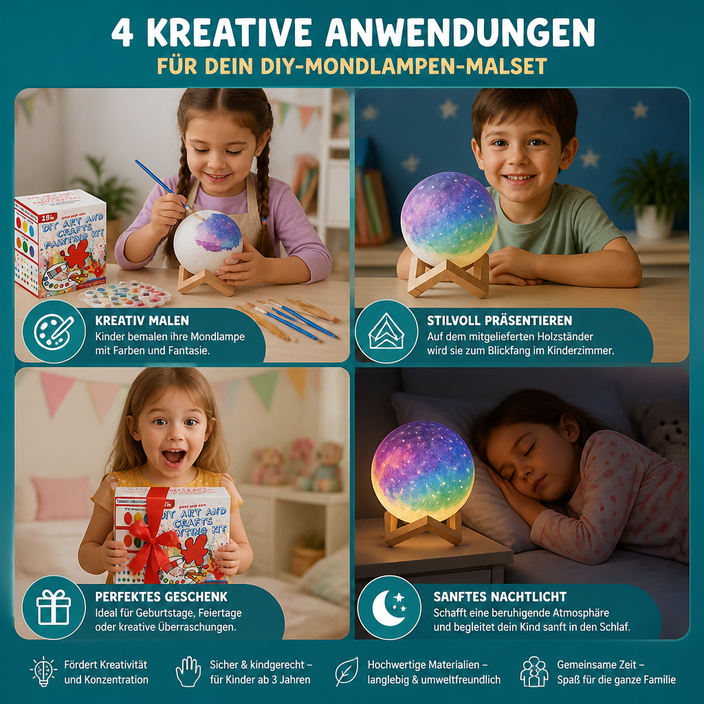 DIY-Mondlampen-Malset für Kinder – Kreatives Weltraum-Nachtlicht