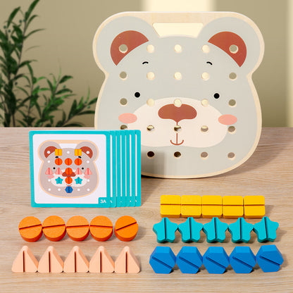 Montessori Farbenschauben Bärenplatte für Kleine Handwerker