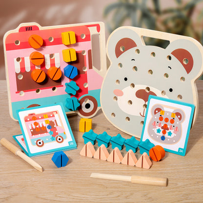 Montessori Farbenschauben Bärenplatte für Kleine Handwerker