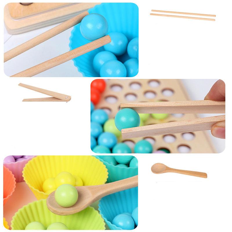 Montessori Holzkugel Sortierspiel zur Farberkennung und Zahlen Lernen
