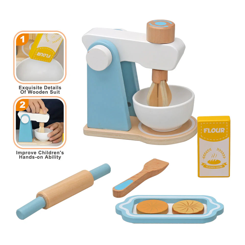 Blender Küchenmaschine – Holz Spielküche Set für Kinder