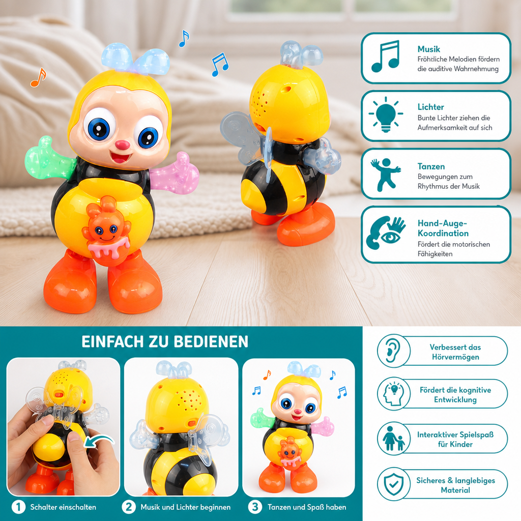 Musikalisches tanzendes Bienen-Spielzeug mit Licht & Musik