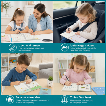 Magisches wiederverwendbares Schreibübungsheft-Set mit Rillen & verschwindender Tinte