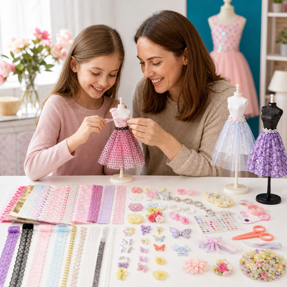 400+ teiliges DIY-Modedesign- & Nähset mit 3 Schneiderpuppen