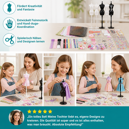 400+ teiliges DIY-Modedesign- & Nähset mit 3 Schneiderpuppen