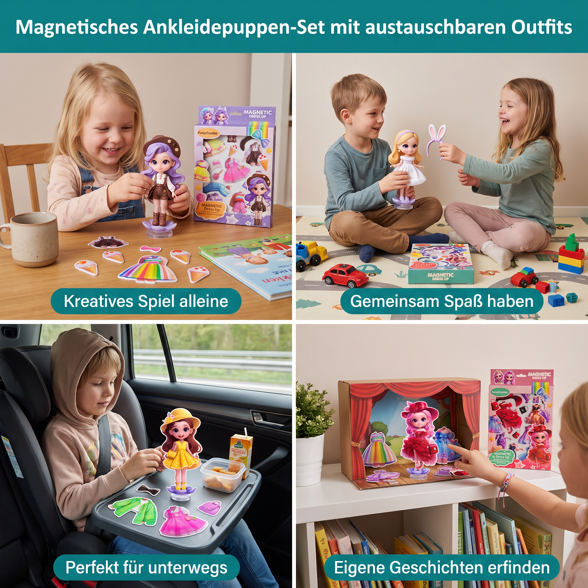 Magnetisches Ankleidepuppen-Set mit austauschbaren Outfits