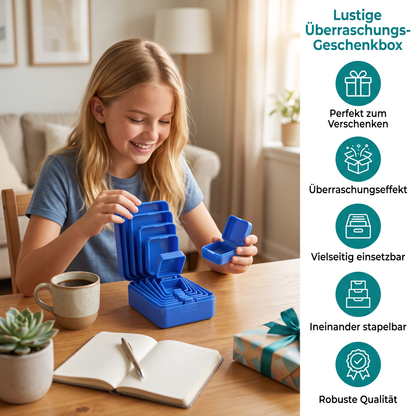 Lustige Überraschungs-Geschenkbox mit mehreren Schachteln