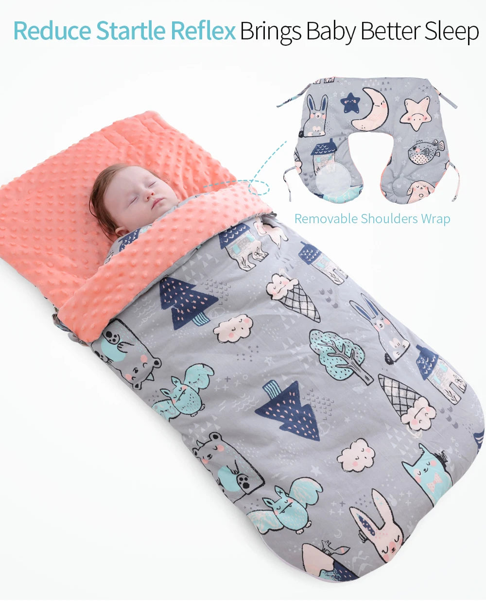 Baby Schlafsack mit Kapuze – Minky Decke für Neugeborene