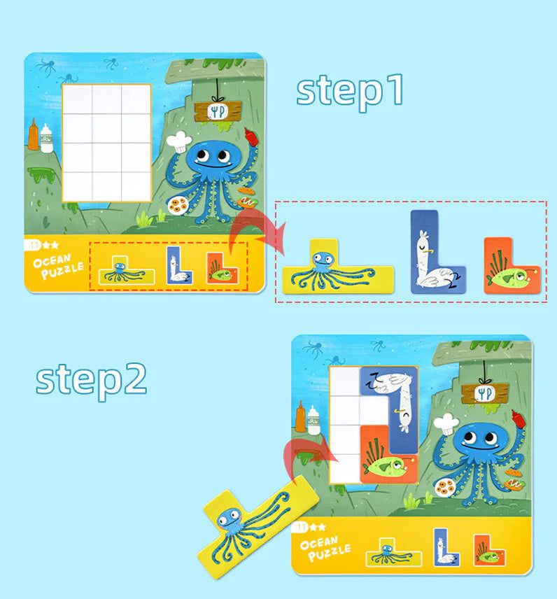 Meerestier-Puzzle – Entdecke die Ozeanfreunde mit kreativen Puzzleteilen