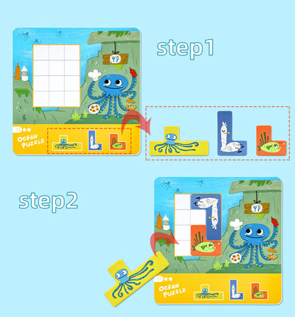 Meerestier-Puzzle – Entdecke die Ozeanfreunde mit kreativen Puzzleteilen