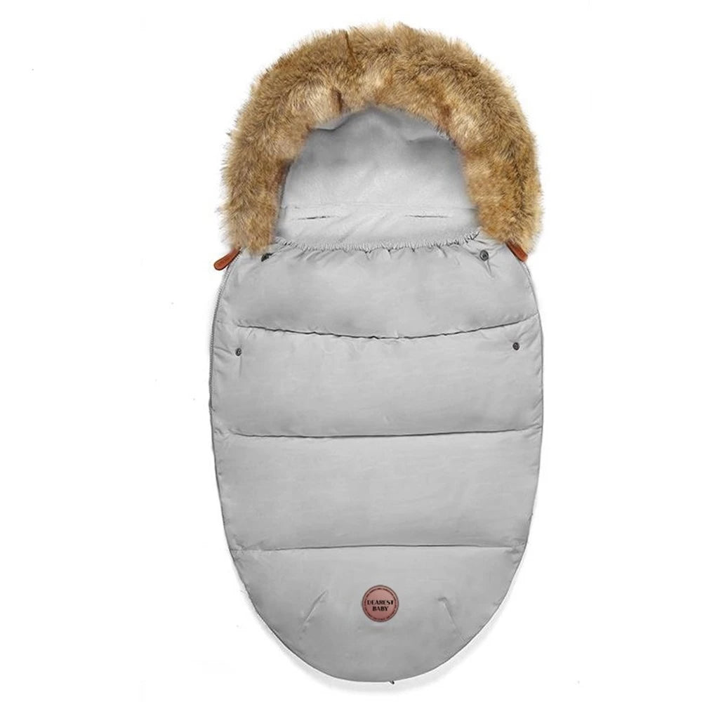 Baby Fußsack für Kinderwagen – Warmer Stroller Schlafsack mit Fellrand