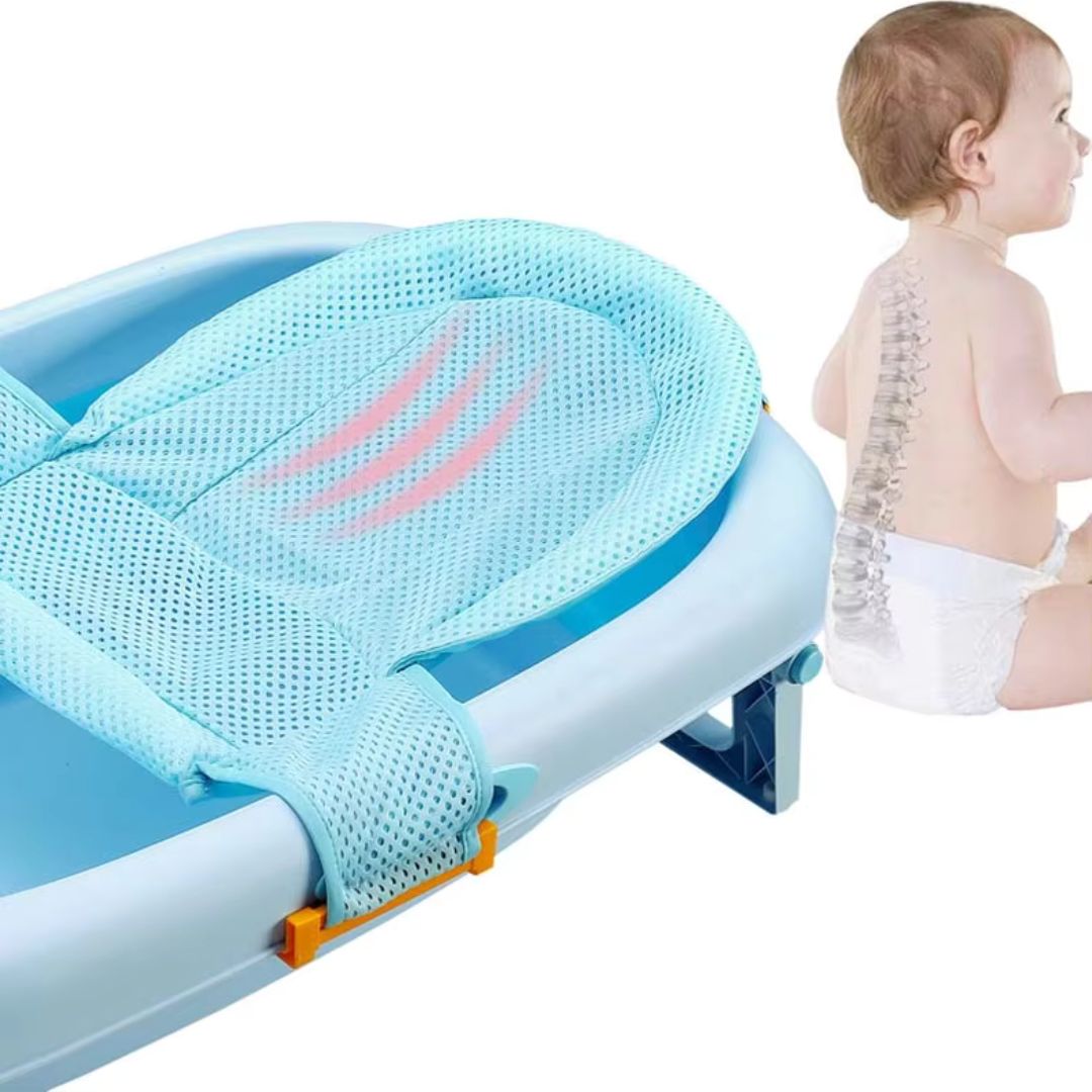 Faltbare Baby Badewanne mit Anti-Rutsch Baby Sitz und Sicherheitsgurt