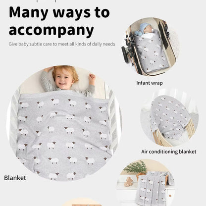 Niedliche Babydecke mit Schaf-Muster – Weiche und warme Decke für Kinderwagen