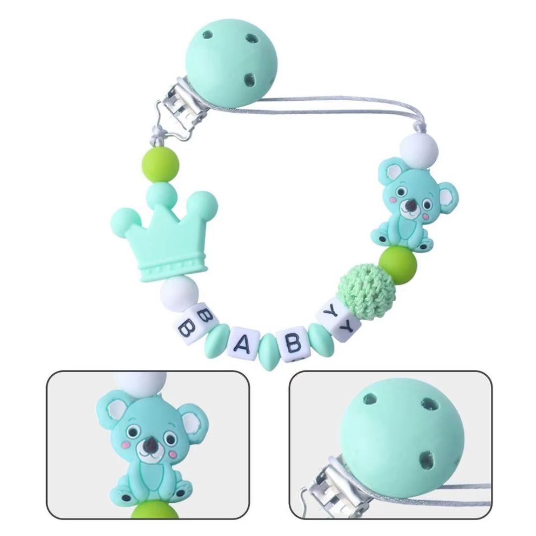 Baby Schnullerclip mit Krone und Bärchen