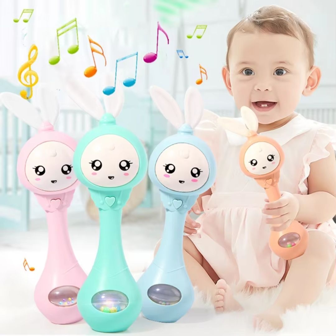 Süßes Baby-Beißspielzeug – Hasen-Design mit bunten Perlen für Zahnung