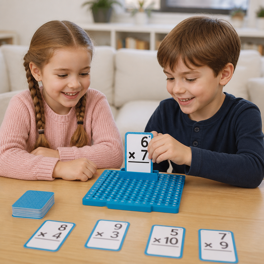 Mathe-Lernkarten-Set mit Rechentafel – Addition, Subtraktion, Multiplikation & Division