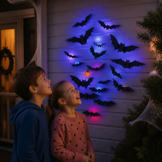 3D-LED-Halloween-Fledermaus-Wanddekoration mit Farbwechsel-Lichtern