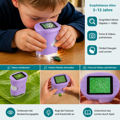 2-in-1 Digitales Mikroskop & Teleskop für Kinder mit Foto- und Videokamera
