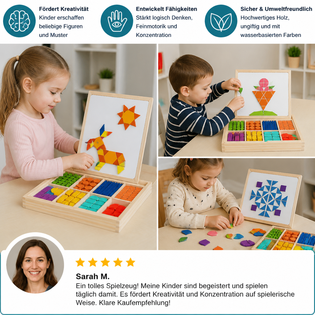 Magnetisches geometrisches Formenpuzzle aus Holz für Kinder