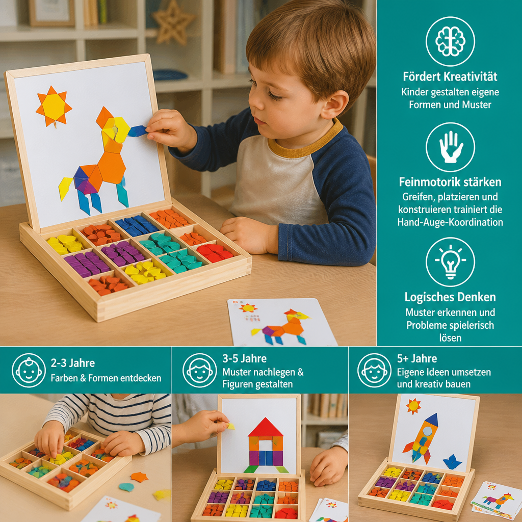 Magnetisches geometrisches Formenpuzzle aus Holz für Kinder