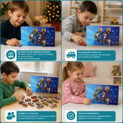 24-Tage-Rennauto-Adventskalender mit Überraschungs-Spielzeugautos