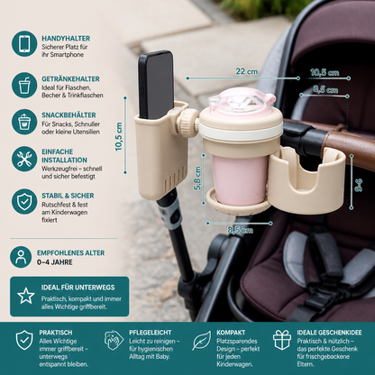 3-in-1 Kinderwagen-Getränke- & Handyhalter
