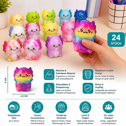 24er-Pack weiche Axolotl-Squishy-Anti-Stress-Spielzeuge